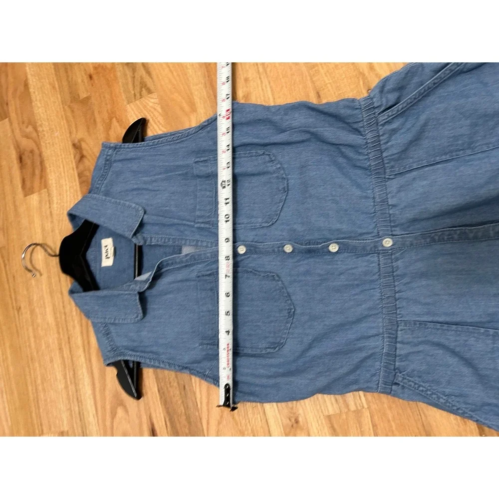 Pact Womens XS Blue Chambray Denim Tank Button Front Utility Romper Pockets